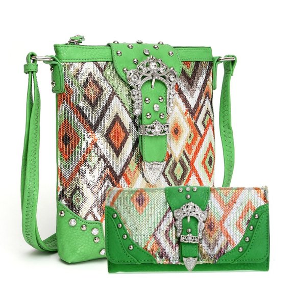 Justin West Tribal Dream Catcher Handbag - CCW Concealed Carry - Embroidered Feather Design - View #4